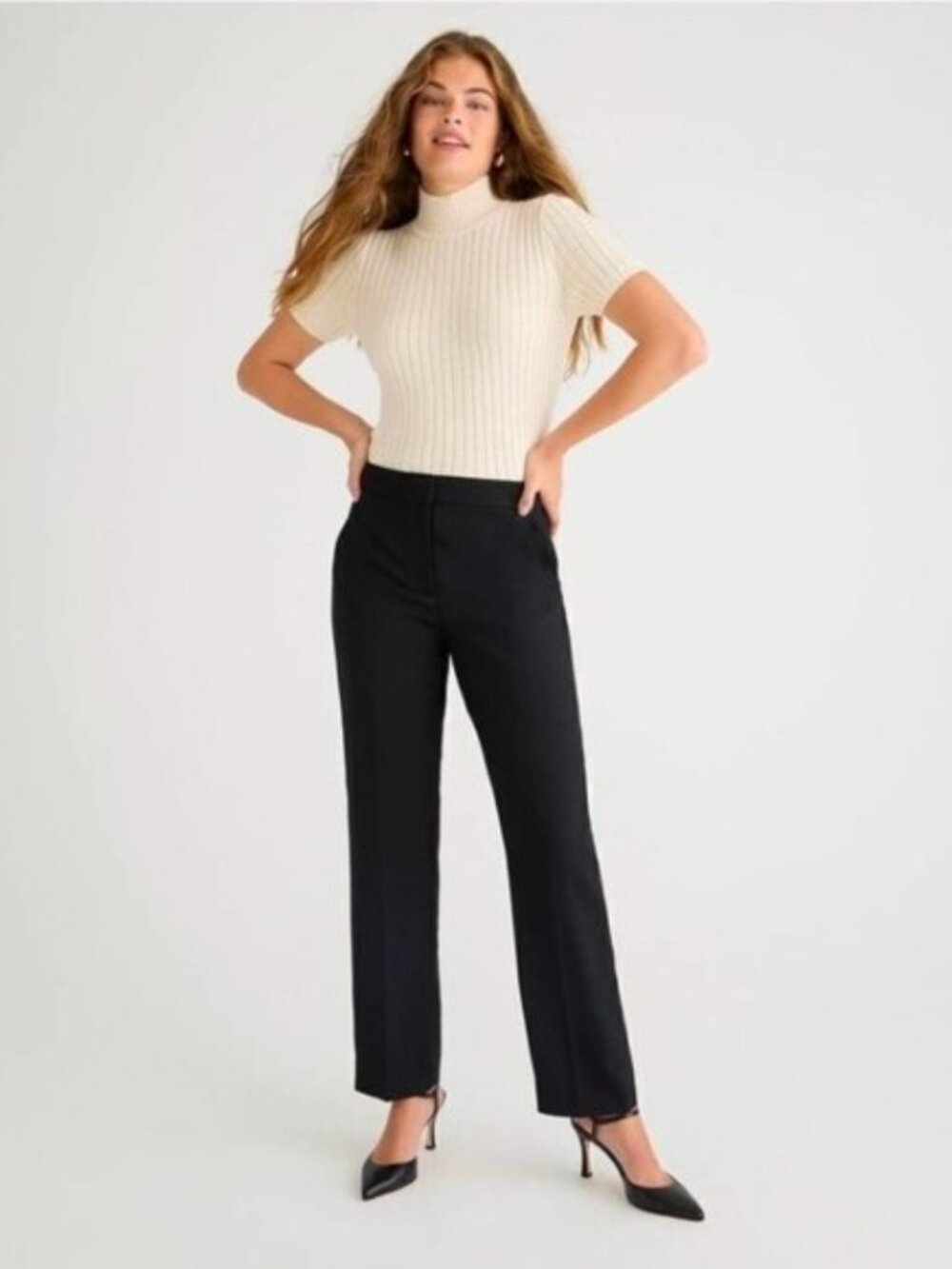 J Crew Kate Straight Leg Black Pants in Four-Season Stretch Size 10 NWOT